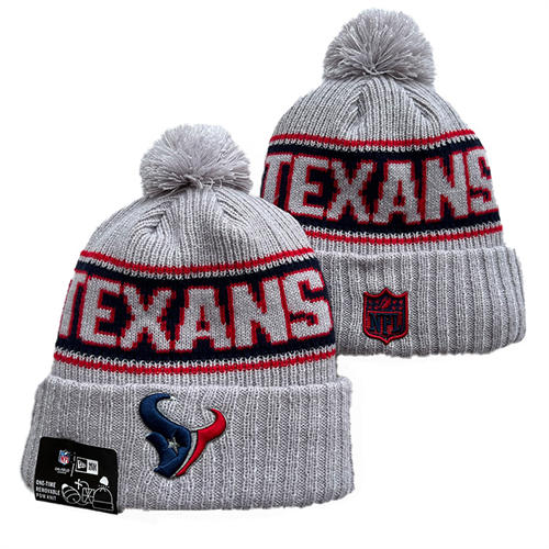 NFL Houston Texans Gray Navy Cuffed Pom Knit Hat YD2503212 (5)