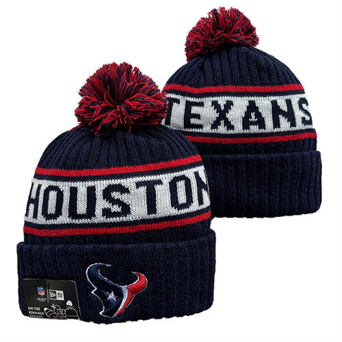 NFL Houston Texans Navy White Cuffed Pom Knit Hat YD2503212 (1)