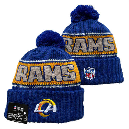 NFL Los Angeles Rams royal yellow Cuffed Pom Knit Hat YD2503212 (7)