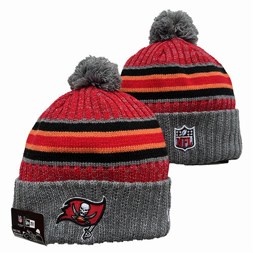 NFL Tampa Bay Buccaneers gray red Cuffed Pom Knit Hat YD2503212 (6)