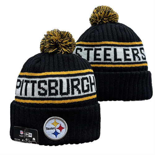 NFL Pittsburgh Steelers black white with colorful Cuffed Pom Knit Hat YD2503212 (12)
