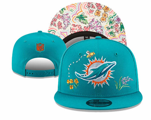 NFL Miami Dolphins aqua flowers Snapback Hat YD2503211 (12)
