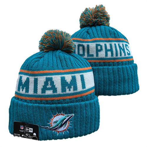 NFL Miami Dolphins Aqua white with colorful Cuffed Pom Knit Hat YD2503212 (12)