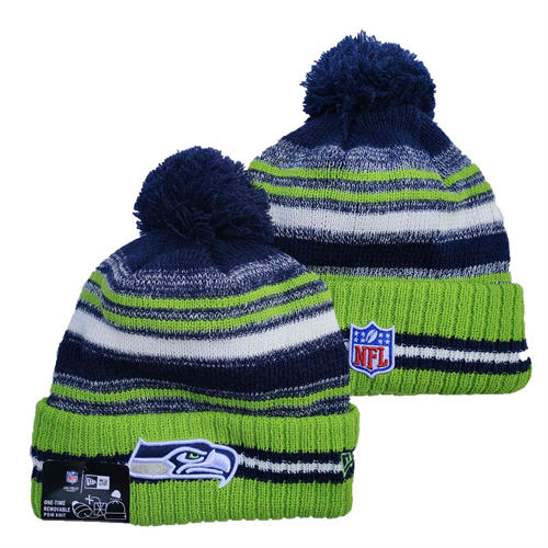NFL Seattle Seahawks Neon Green navy gray Cuffed Pom Knit Hat YD2503212 (9)