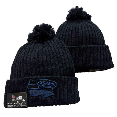NFL Seattle Seahawks navy relex logo Cuffed Pom Knit Hat YD2503212 (19)