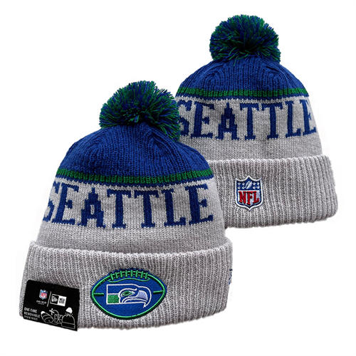 NFL Seattle Seahawks gray blue Cuffed Pom Knit Hat YD2503212 (14)