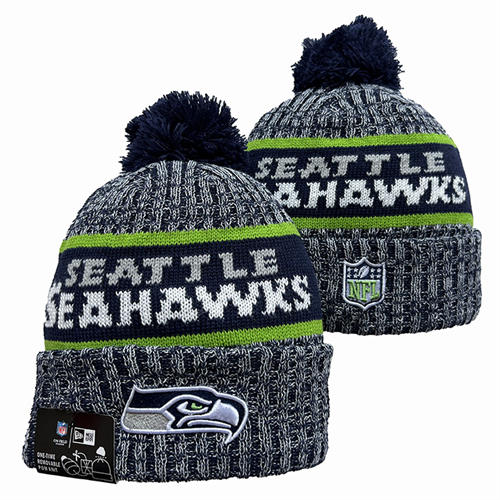 NFL Seattle Seahawks smokey gray nave white Cuffed Pom Knit Hat YD2503212 (13)