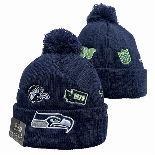 NFL Seattle Seahawks navy 1976 Anniversary Cuffed Pom Knit Hat YD2503212 (12)