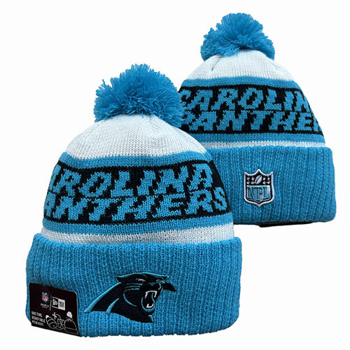 NFL Carolina Panthers embroidered blue white black Cuffed Pom Knit Hat YD2503212 (11)