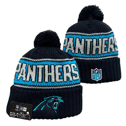 NFL Carolina Panthers black blue white Cuffed Pom Knit Hat YD2503212 (16)