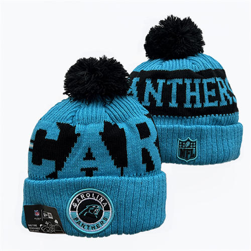 NFL Carolina Panthers blue black Cuffed Pom Knit Hat YD2503212 (9)