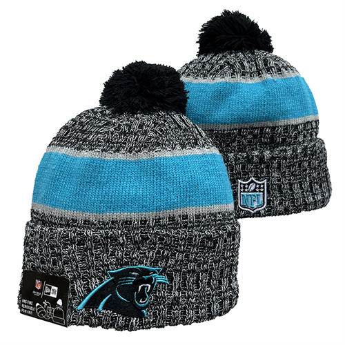 NFL Carolina Panthers gray blue black Cuffed Pom Knit Hat YD2503212 (15)