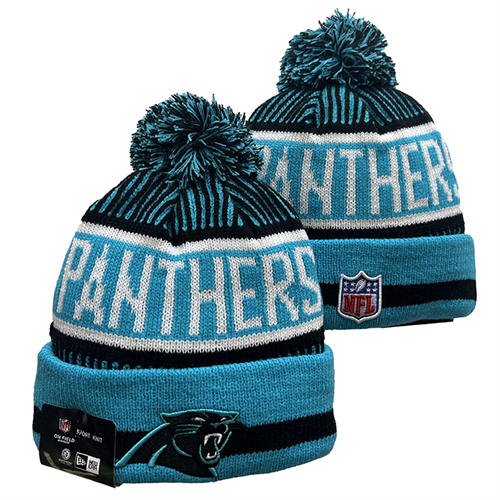 NFL Carolina Panthers blue white black Cuffed Pom Knit Hat YD2503212 (7)