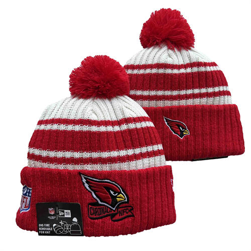 NFL Arizona Cardinals red white with NFL Cuffed Pom Knit Hat YD2503212 (4)