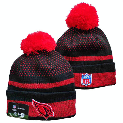 NFL Arizona Cardinals red black with dots Cuffed Pom Knit Hat YD2503212 (2)