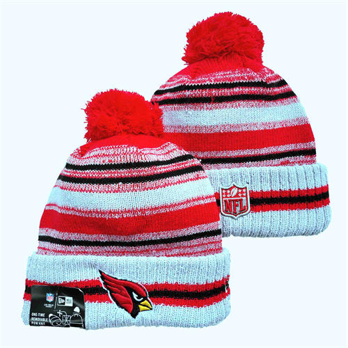 NFL Arizona Cardinals white red strip Cuffed Pom Knit Hat YD2503212 (17)