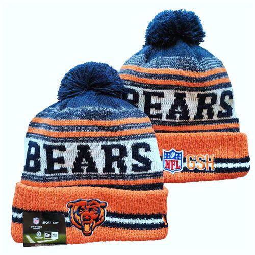 NFL Chicago Bears orange white navy Cuffed Pom embroidered Knit Hat YD2503212 (9)