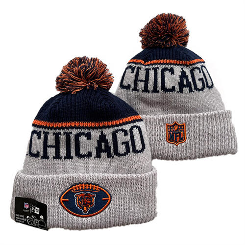 NFL Chicago Bears Gray navy orange strip Cuffed Pom Knit Hat YD2503212 (11)