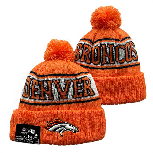 NFL Denver Broncos Orange White Navy sideline Cuffed Pom Knit Hat YD2503212 (1)