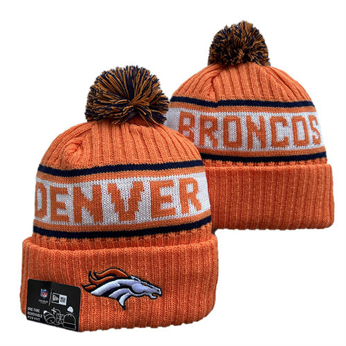 NFL Denver Broncos embroidered Orange White navy Strip Cuffed Pom Knit Hat YD2503212 (3)