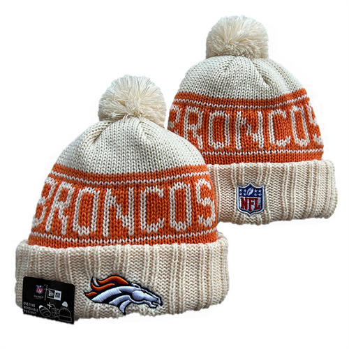 NFL Denver Broncos Cream Orange Cuffed Pom Knit Hat YD2503212 (2)