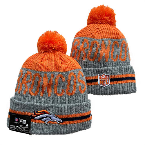 NFL Denver Broncos Gray Orange Cuffed Pom Knit Hat YD2503212 (9)