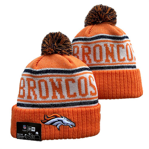 NFL Denver Broncos embroidered orange white with colorful Cuffed Pom Knit Hat YD2503212 (6)