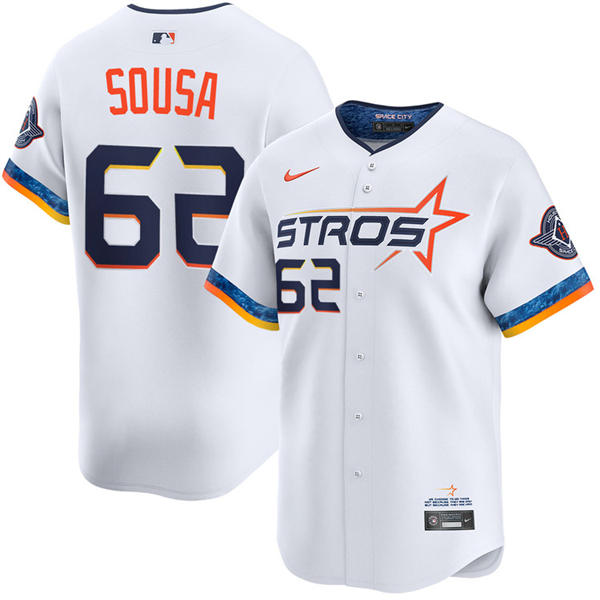 Mens Houston Astros #62 Bennett Sousa White 2025 City Connect Edition 2.0 Jersey