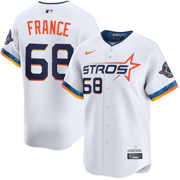 Mens Houston Astros #68 J.P. France White 2025 City Connect Edition 2.0 Jersey