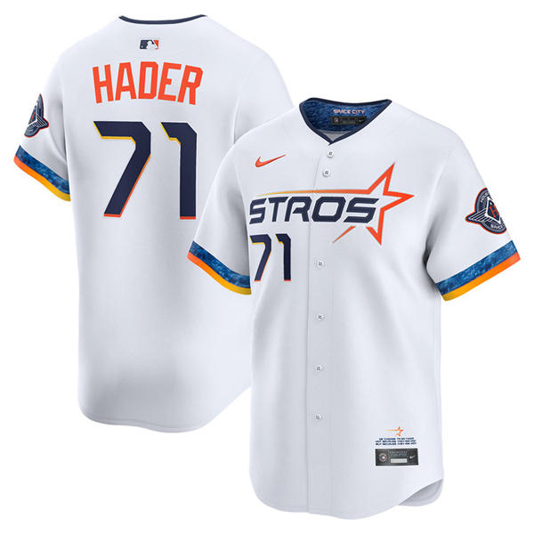 Mens Houston Astros #71 Josh Hader White 2025 City Connect Edition 2.0 Jersey