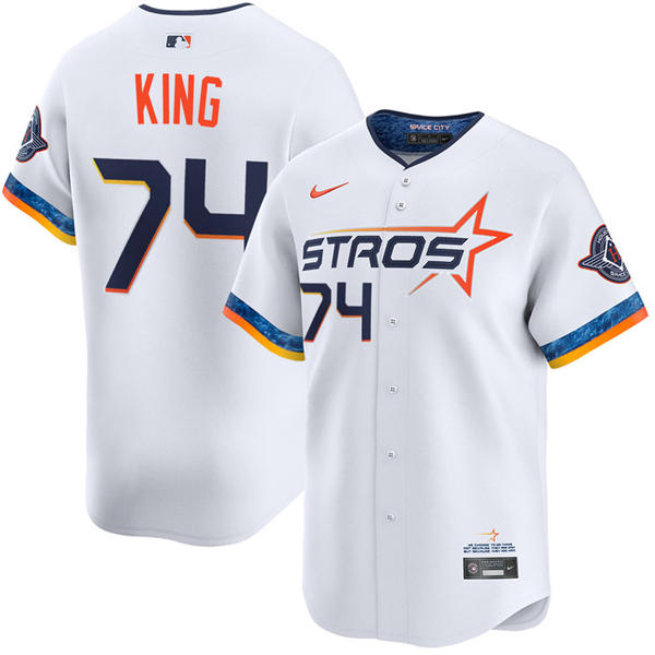 Mens Houston Astros #74 Bryan King White 2025 City Connect Edition 2.0 Jersey