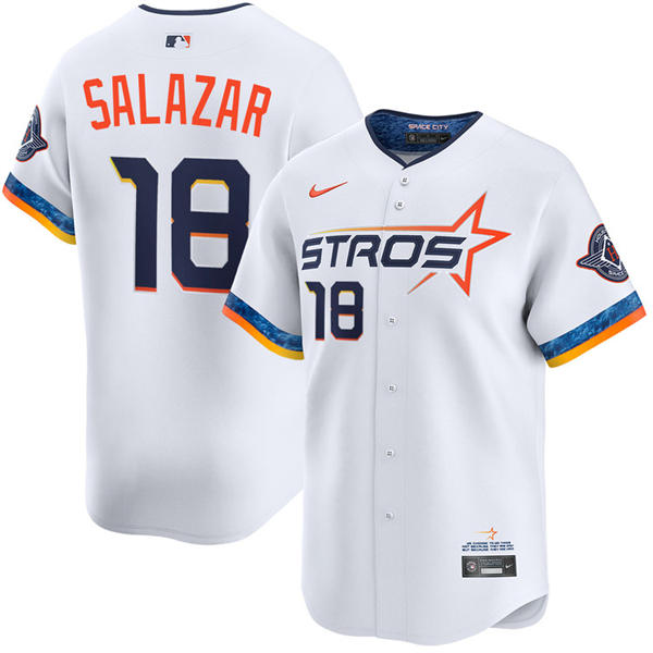 Mens Houston Astros #18 Cesar Salazar White 2025 City Connect Edition 2.0 Jersey