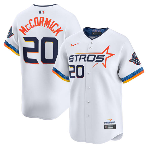 Mens Houston Astros #20 Chas McCormick White 2025 City Connect Edition 2.0 Jersey