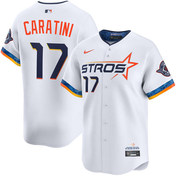 Mens Houston Astros #17 Victor Caratini White 2025 City Connect Edition 2.0 Jersey
