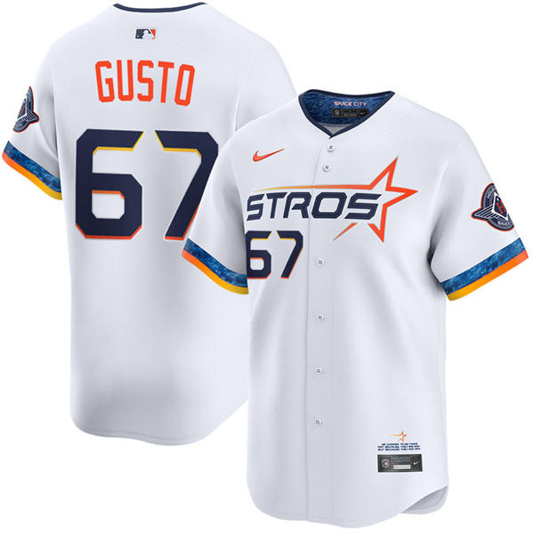 Mens Houston Astros #67 Ryan Gusto White 2025 City Connect Edition 2.0 Jersey