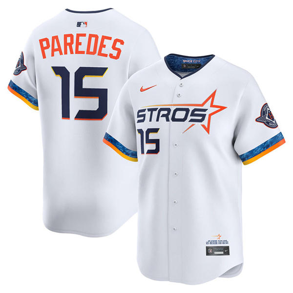 Mens Houston Astros #15 Isaac Paredes White 2025 City Connect Edition 2.0 Jersey