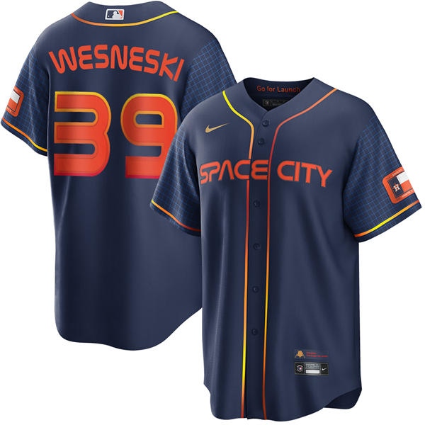 Mens Houston Astros #39 Hayden Wesneski Navy City Connect Edition Jersey