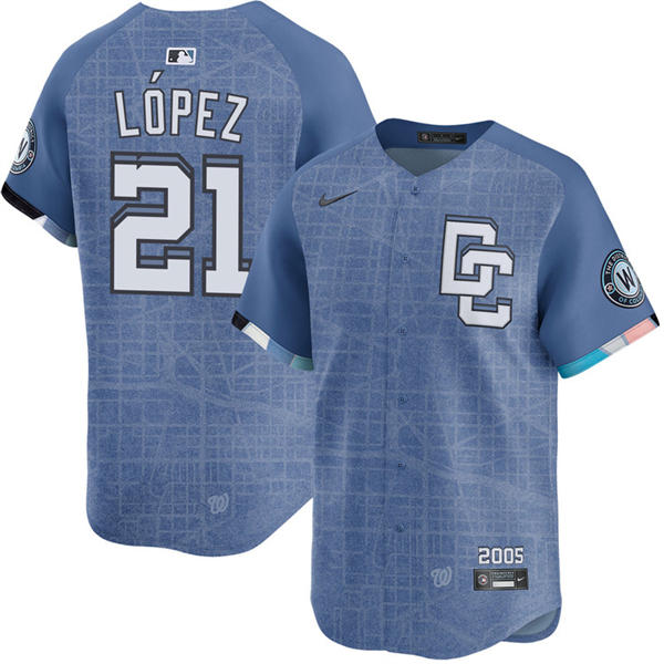 Men's Washington Nationals #21 Jorge Lopez Nike Blue 2025 City Connect 2.0 Limited Jersey