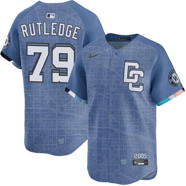 Men's Washington Nationals #79 Jackson Rutledge Nike Blue 2025 City Connect 2.0 Limited Jersey