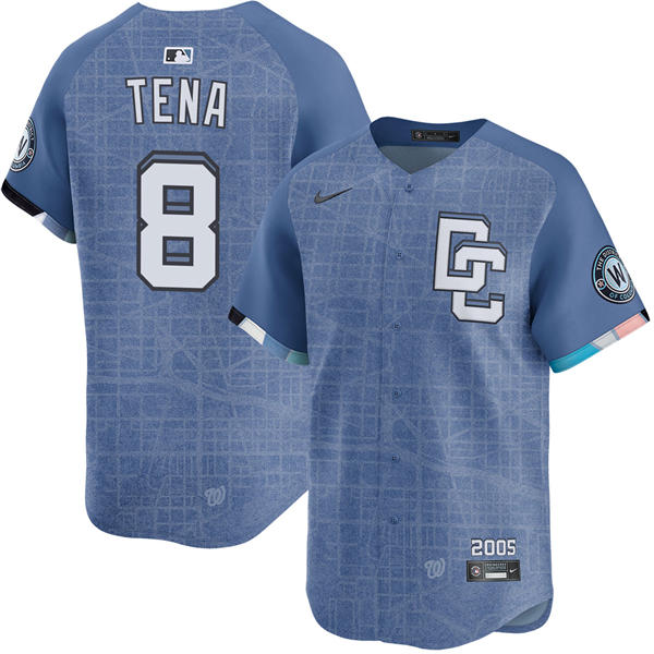 Men's Washington Nationals #8 Jose Tena Nike Blue 2025 City Connect 2.0 Limited Jersey