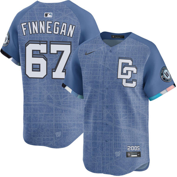 Men's Washington Nationals #67 Kyle Finnegan Nike Blue 2025 City Connect 2.0 Limited Jersey