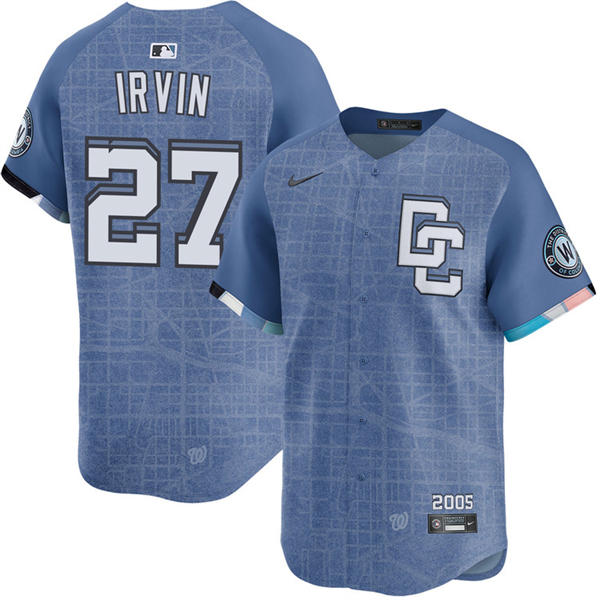 Men's Washington Nationals #27 Jake Irvin Nike Blue 2025 City Connect 2.0 Limited Jersey