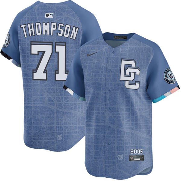Men's Washington Nationals #71 Mason Thompson Nike Blue 2025 City Connect 2.0 Limited Jersey
