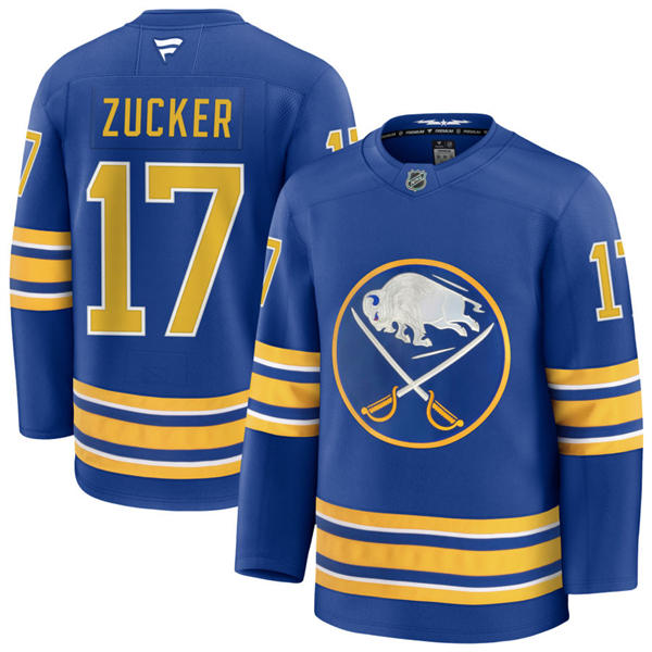 Men's Buffalo Sabres #17 Jason Zucker Fanatics Royal Home Premier Player Jersey