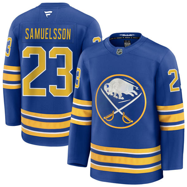 Men's Buffalo Sabres #23 Mattias Samuelsson Fanatics Royal Home Premier Player Jersey
