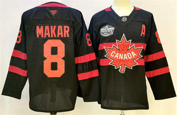 Men's Canada #8 Cale Makar Fanatics Black 2025 4 Nations Face-Off limited Jersey (No custom)