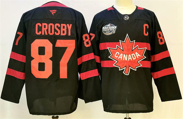 Men's Youth Canada #87 Sidney Crosby Fanatics Black 2025 4 Nations Face-Off limited Jersey (No custom)