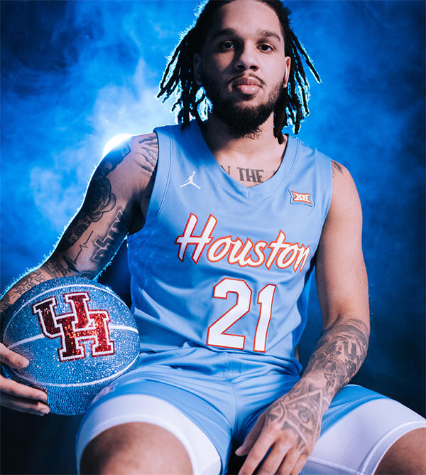 Mens Youth Houston Cougars #21 Emanuel Sharp 2025 Blue Special Basketball Game Jersey