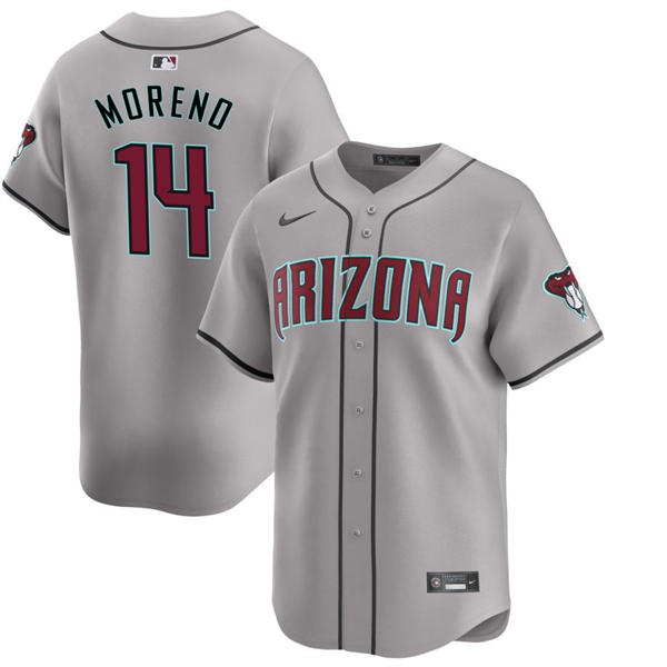 Mens Arizona Diamondbacks #14 Gabriel Moreno Nike Gray Road Limited Jersey