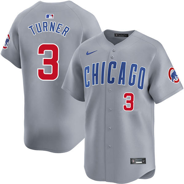 Mens Chicago Cubs #3 Justin Turner Nike Gray Road Limited Player Jersey
